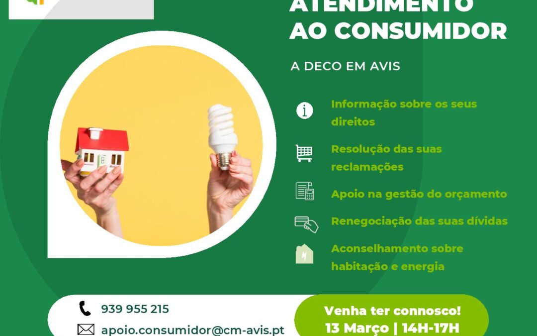 Atendimento gratuito da DECO em Avis a 13 de março